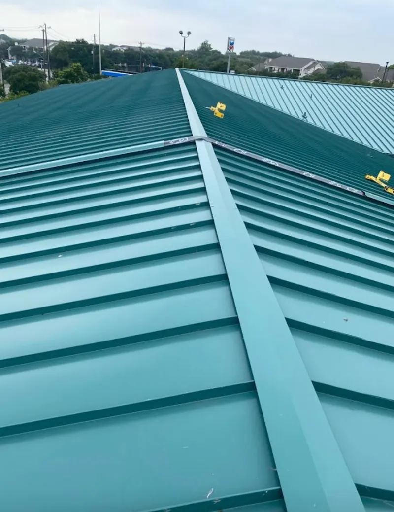 Green commercial metal roof ridge and valley for Metal Roof Repair in Hadley